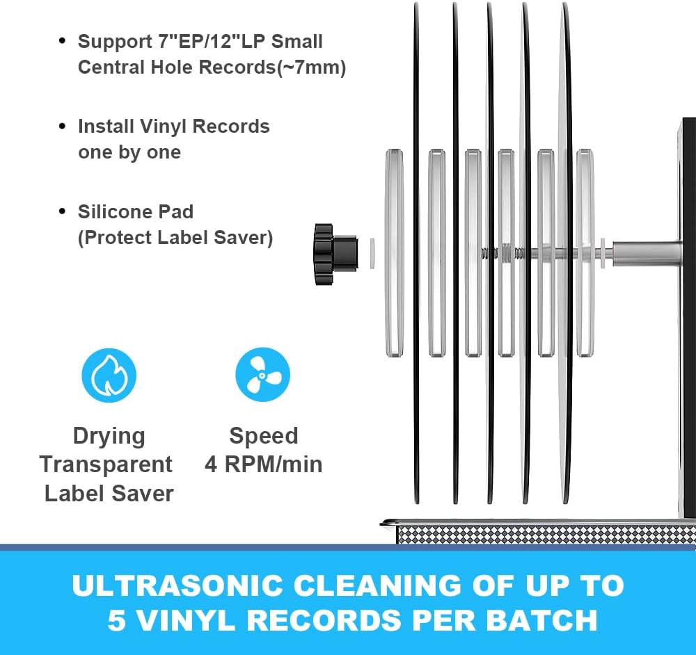 Gray Mechanical Vinyl Record Ultrasonic Cleaner with Records Bracket X428330