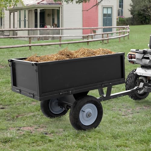 Black Heavy-Duty Tow Behind Dump Cart V9283