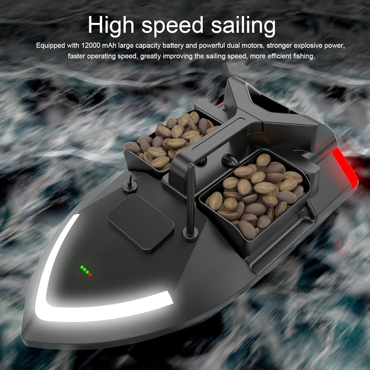 Double Motors RC Fishing Bait Boat 500M Range Load 4.4Lbs Q834351