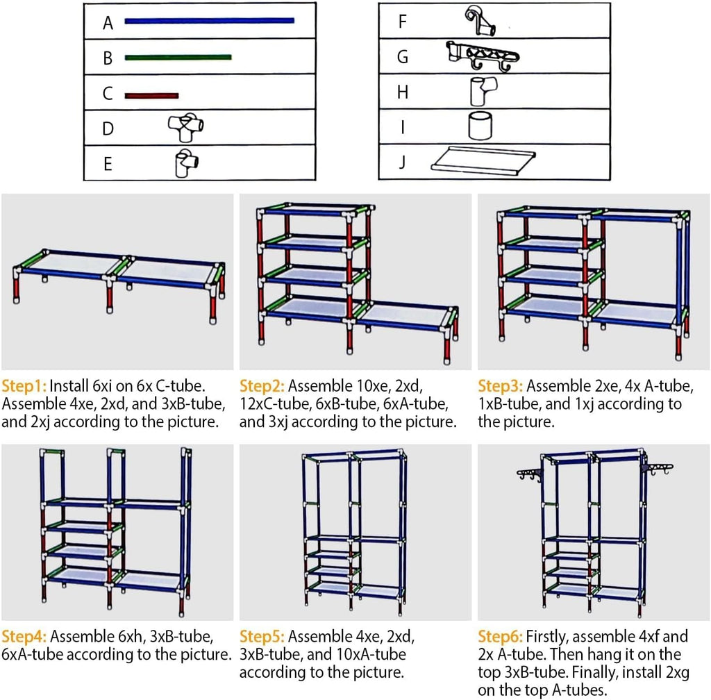 66'' Coated Metal 4 Tiers Garment Rack with 4 Hooks & 2 Hanging Rods A950