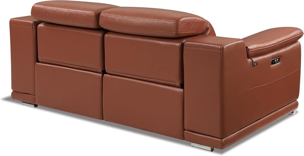 Genuine Italian Leather Power Reclining Loveseat L895