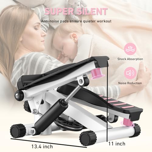 Mini Stepper with Resistance Bands, Hydraulic Fitness Stepper with LCD Monitor S653695