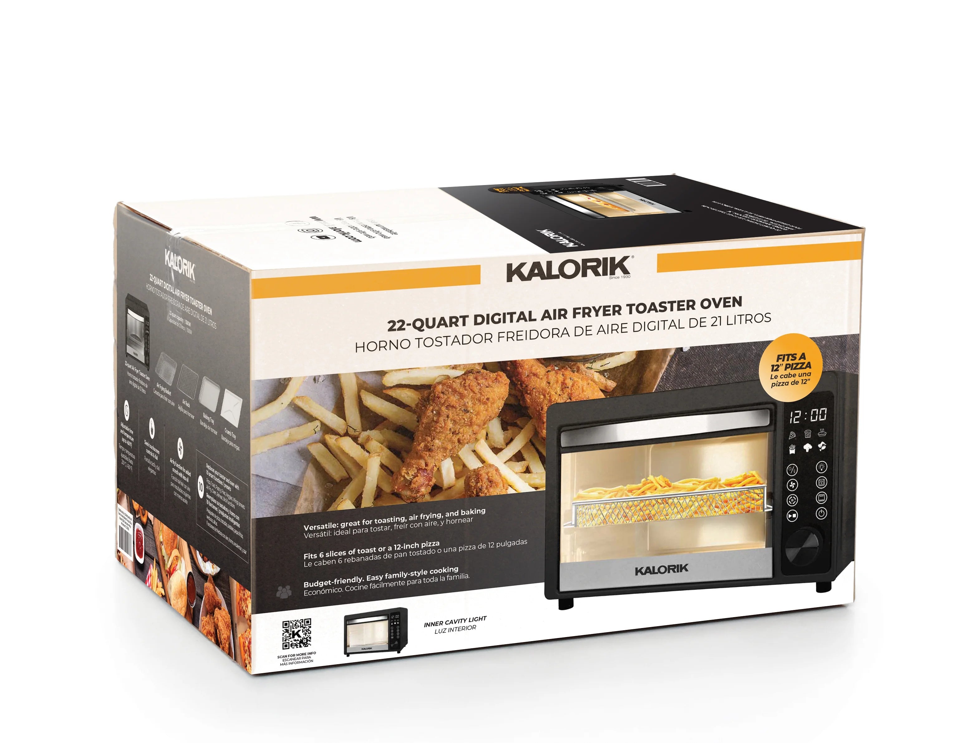 22-Quart Digital Touchscreen Air Fryer Toaster Oven, Black V2776