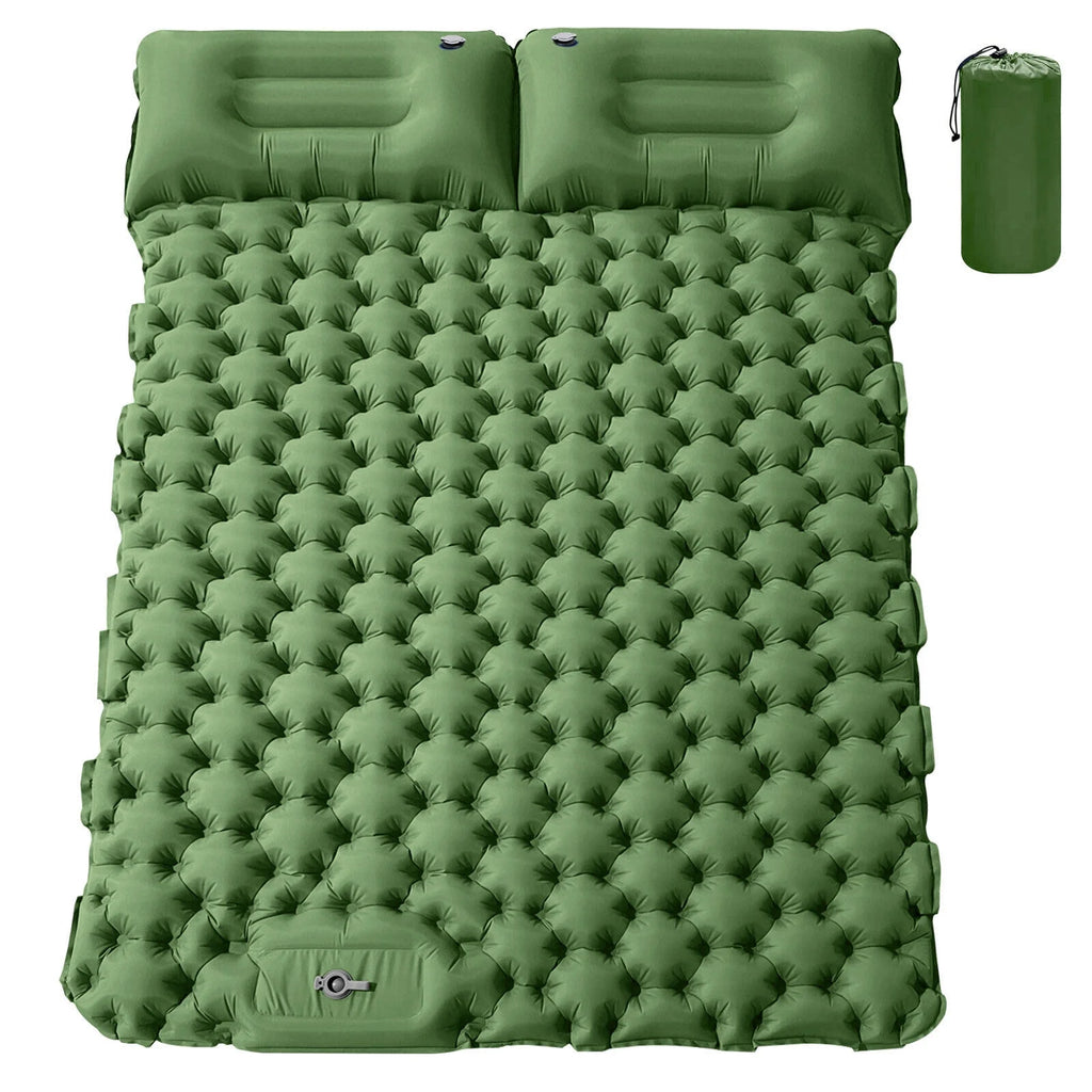 Double Camping Sleeping Pad with Air Pillow 2 Person Inflatable Mat K813555
