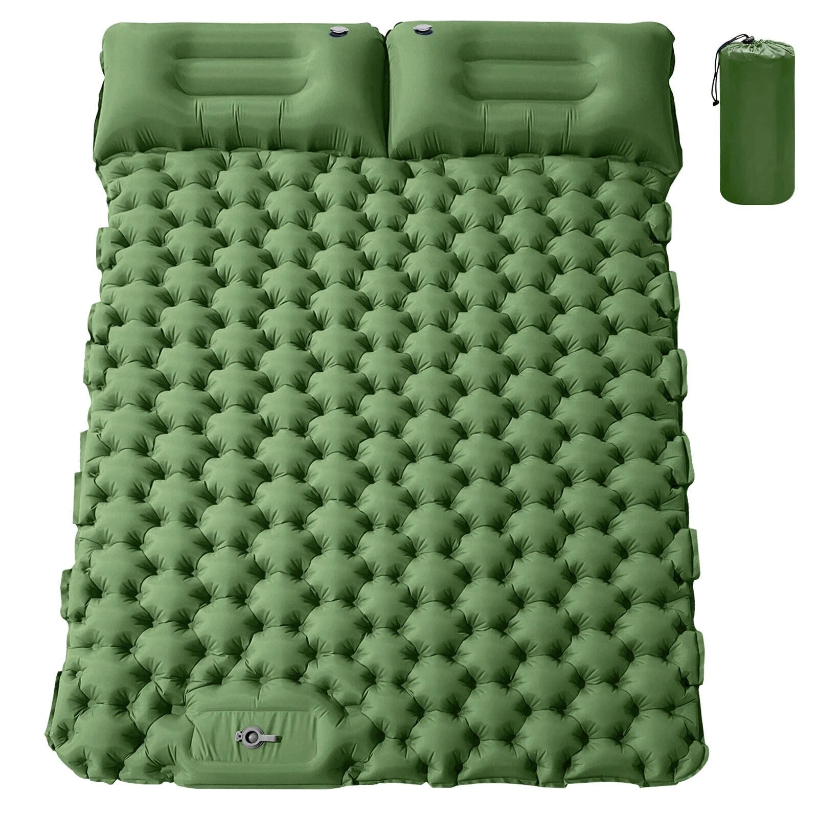 Double Camping Sleeping Pad with Air Pillow 2 Person Inflatable Mat K813555
