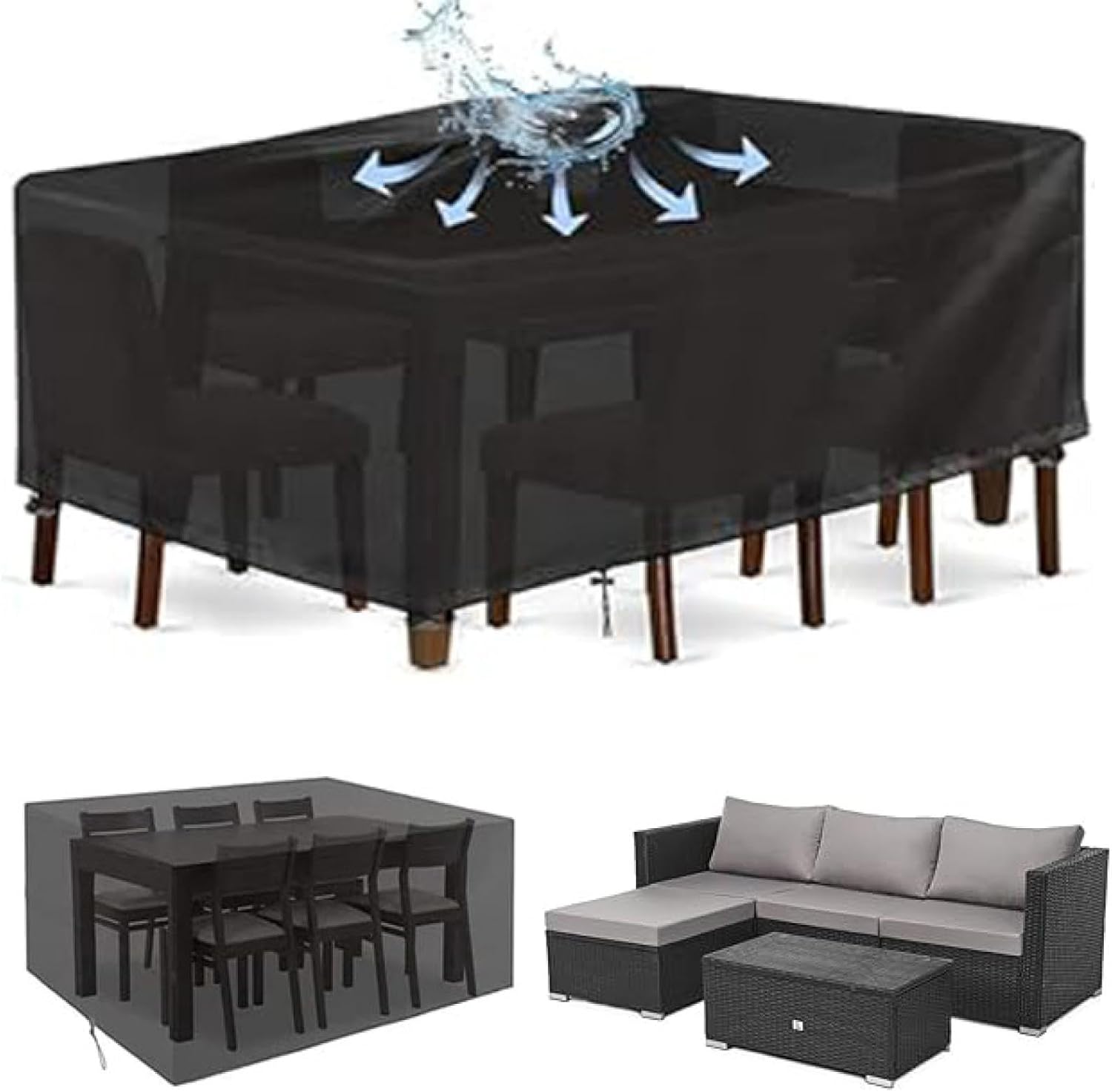 Heavy Duty 600D Waterproof Outdoor Sectional Sofa Cover M3330