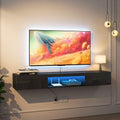 65" Floating TV Stand with LED Lights and Storage S159
