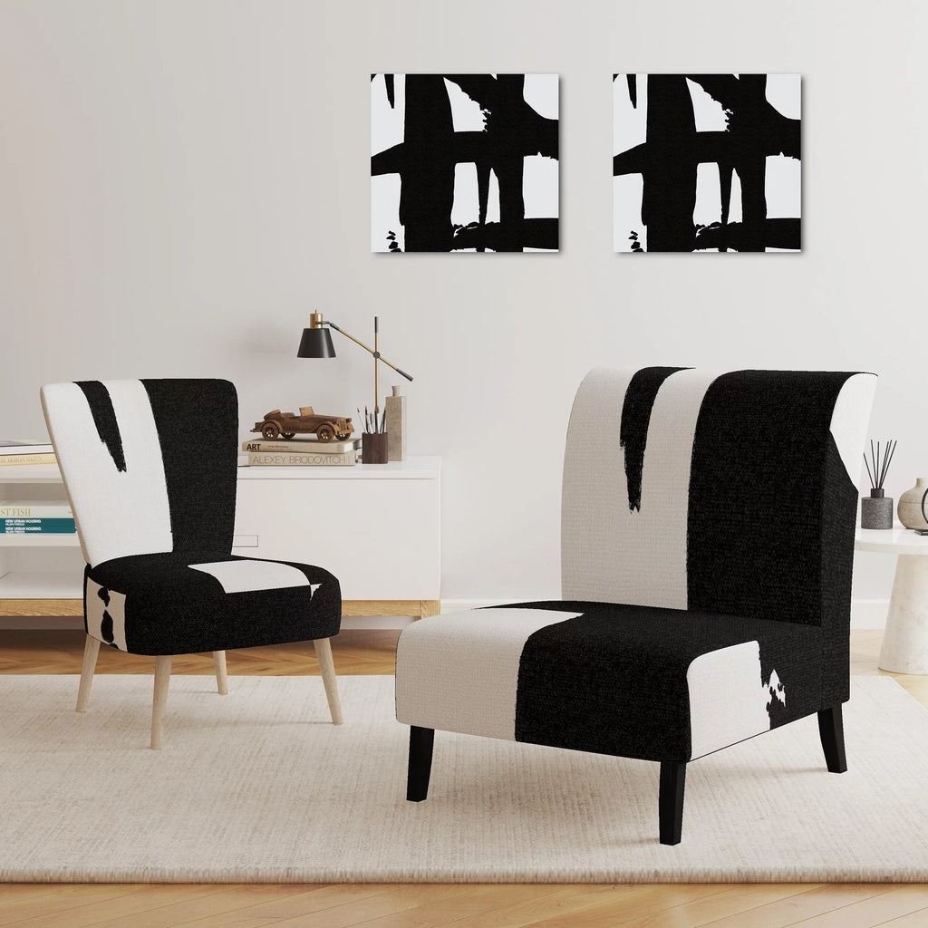 Black & White Upholstered Modern Accent Chair F2464