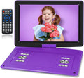 17.5" Portable DVD Player with 15.6" HD Screen, 6 Hours Rechargeable Battery, Purple E73310