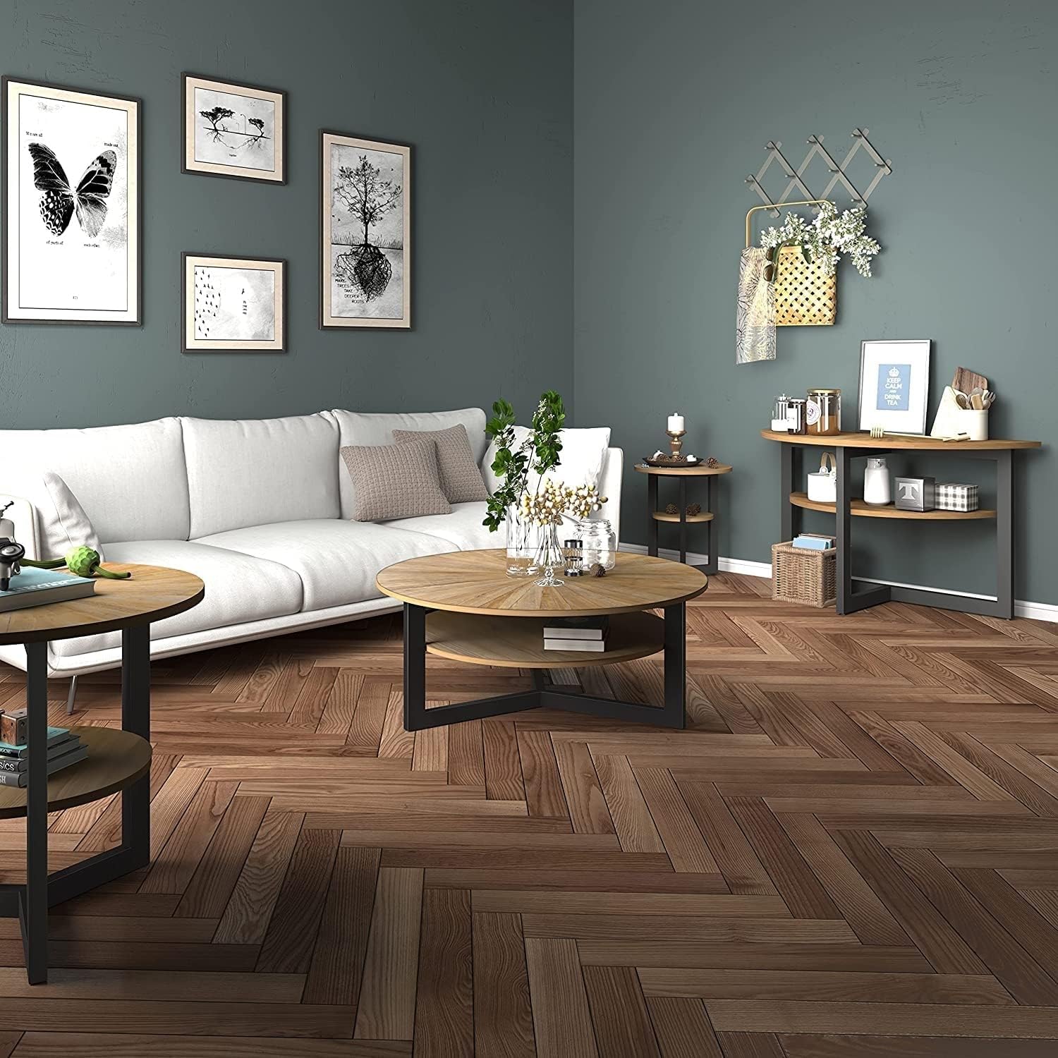 Rustic Wood Round Coffee Table Y256