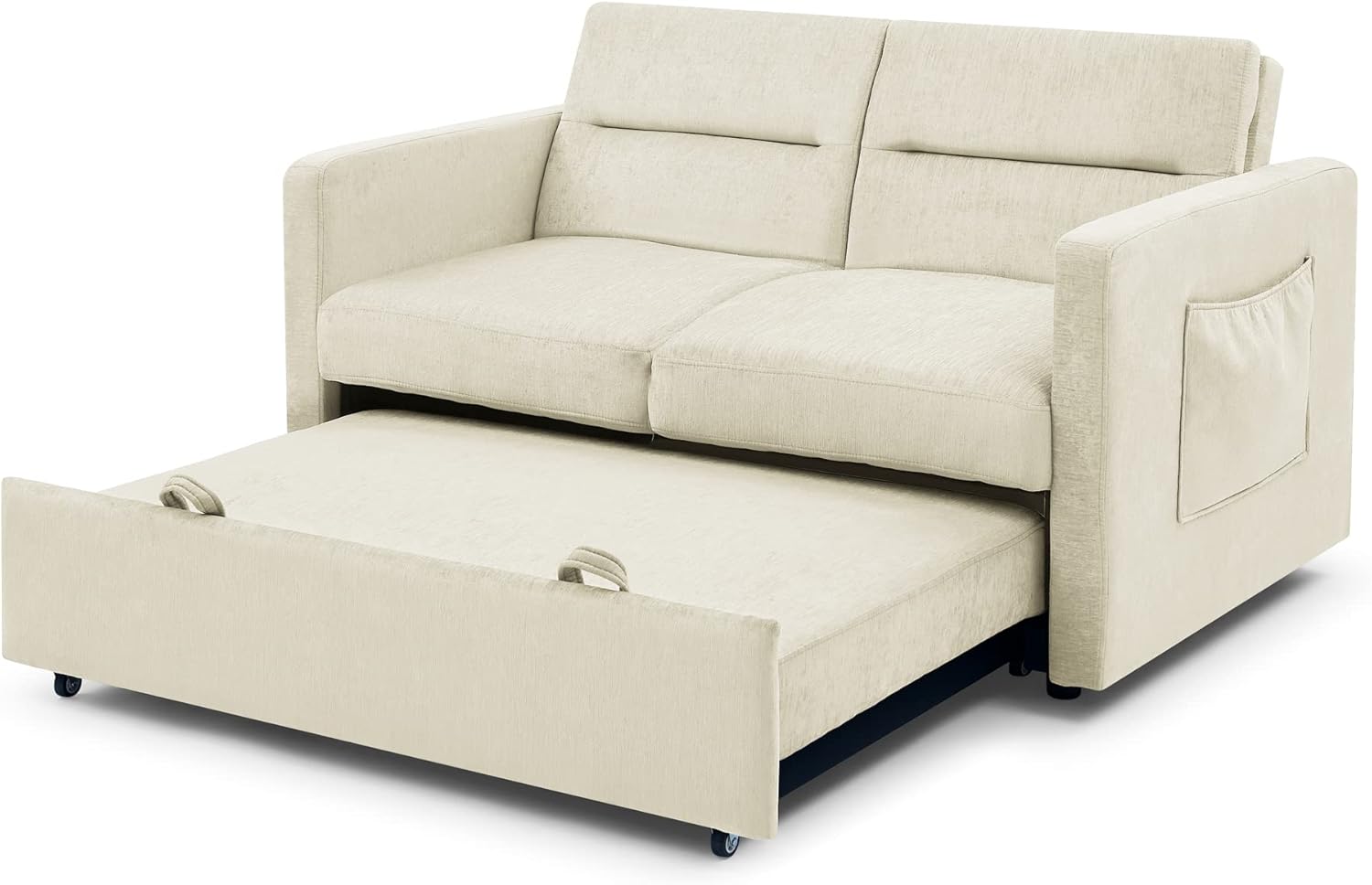 Beige Velvet 3 in 1 Convertible Sleeper Sofa P798