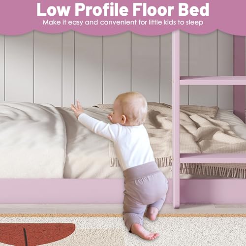 Twin Over Twin Wood Bunk Bed with Ladder Guardrails J34987