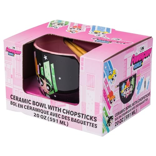 Pink 20 Ounces Ceramic Ramen Noodle Rice Bowl with Chopsticks O161642