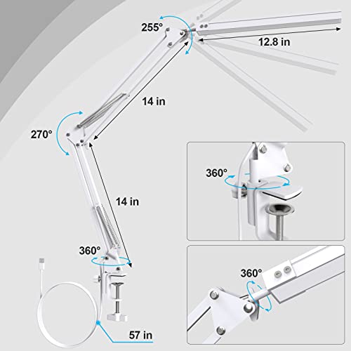 LED Desk Lamp with Clamp, 3 Lighting 10 Brightness Modes, Black E6114