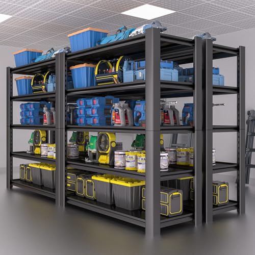 5-Tier Heavy Duty Metal Storage Shelving, 3000 LBS Capacity, 76" H x 60" W x 24" D, Adjustable Steel Shelves M996948