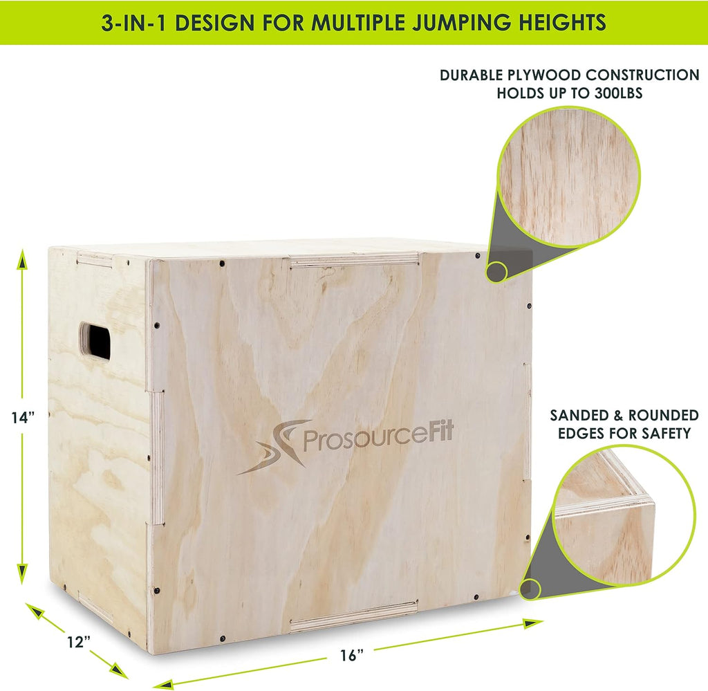 Beige 16 x 14 x 12 Wood Plyometric Jump Box A58682