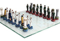 Hand Painted Glass Board Military Chess Set E12754