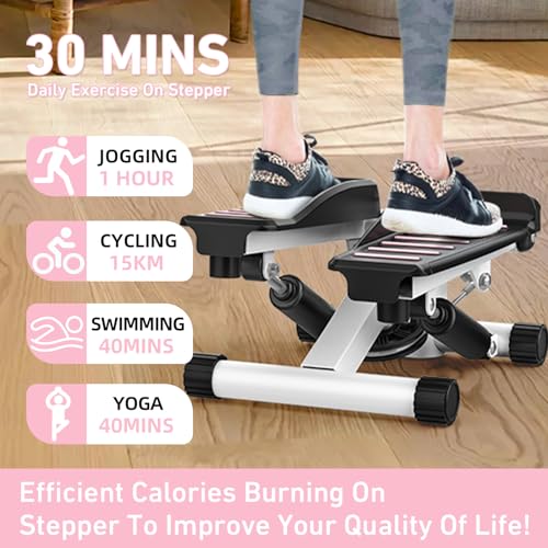 Mini Stepper with Resistance Bands, Hydraulic Fitness Stepper with LCD Monitor S653695