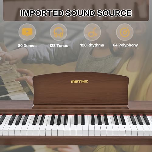 88 Key Semi Weighted Digital Piano with Bench, Stand, Sustain Pedal, Headphone (Black) G9435