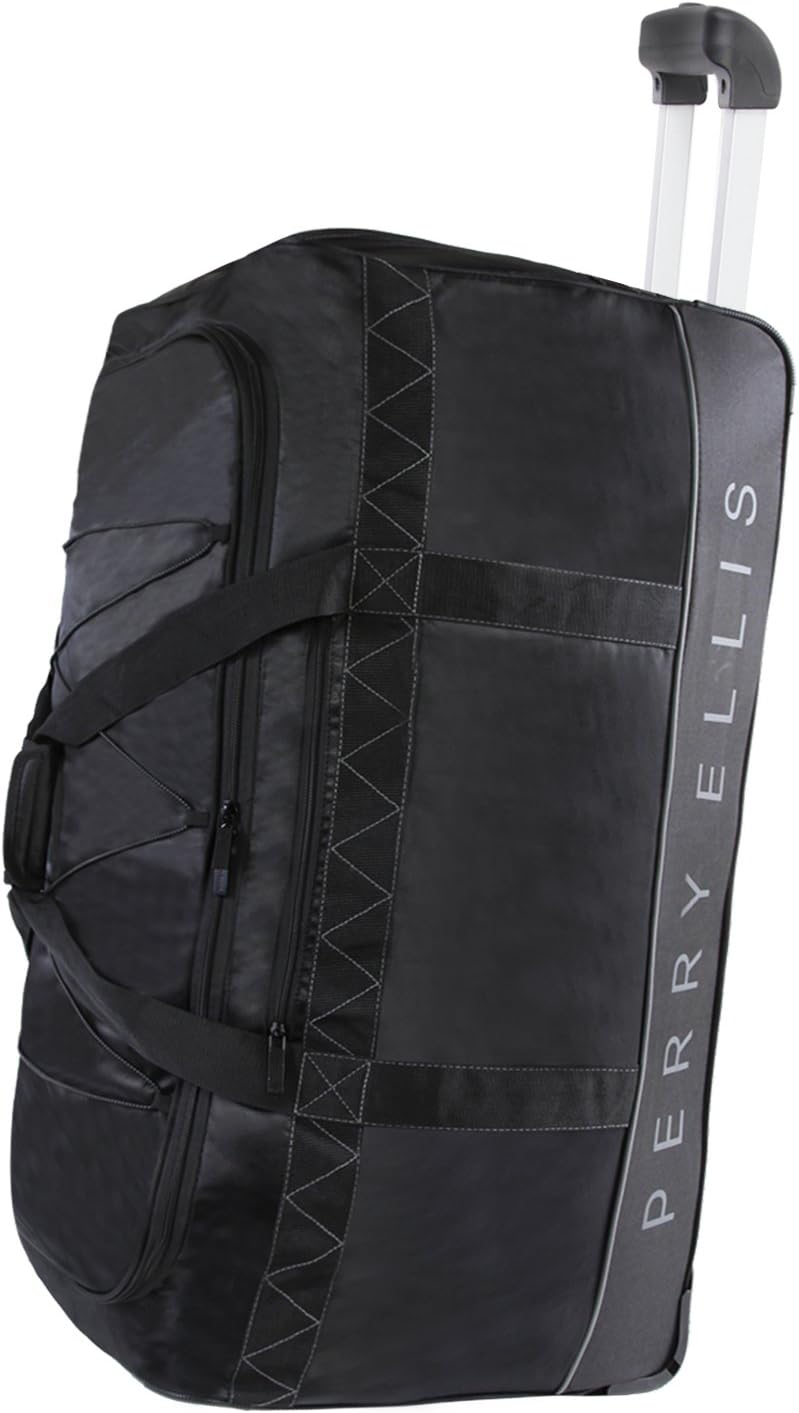 Black Grey Lightweight Rolling Duffel Bag V398