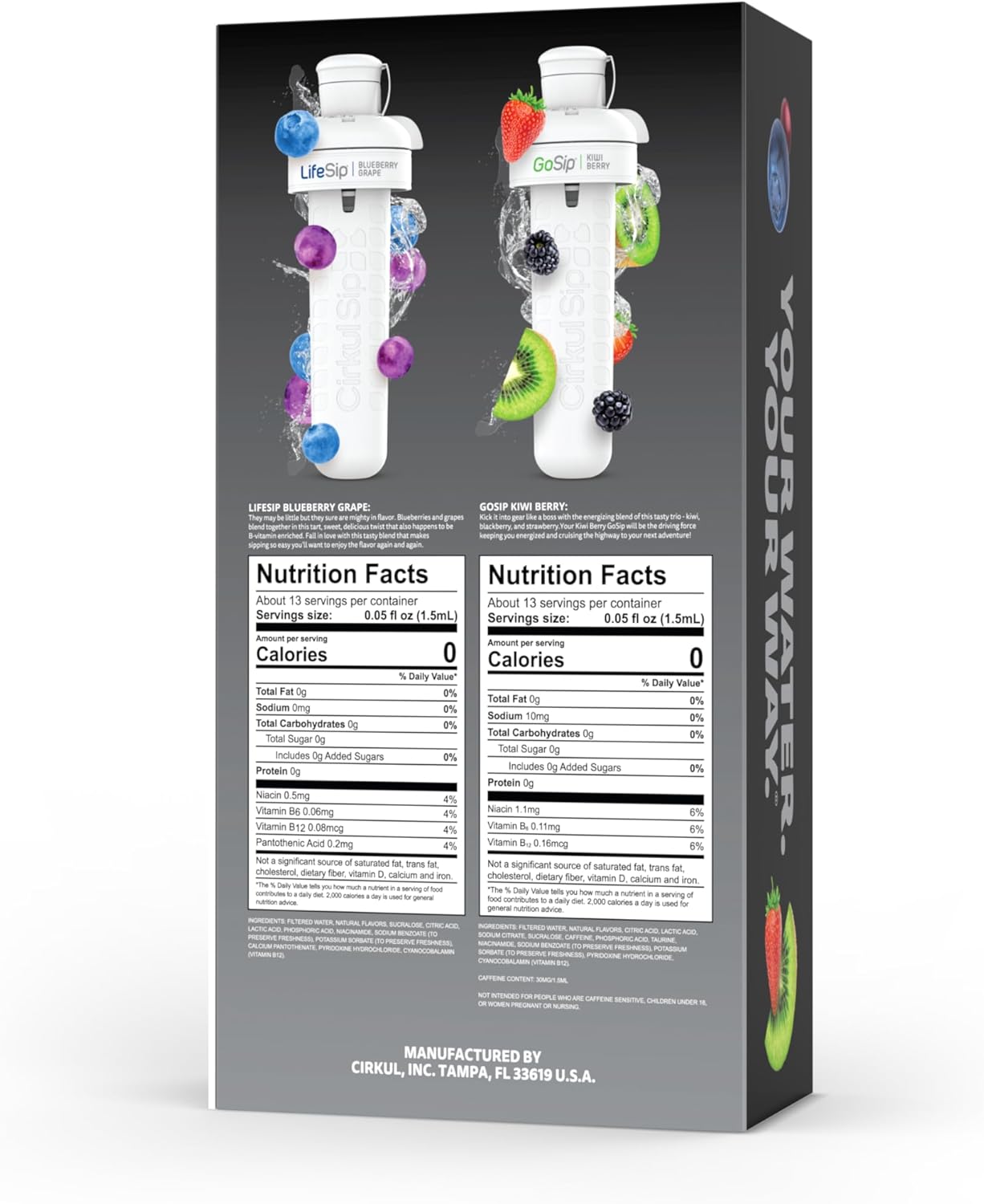 32oz Matte Black Stainless Steel Water Bottle with Black Lid and 2 Flavor Cartridges J505196