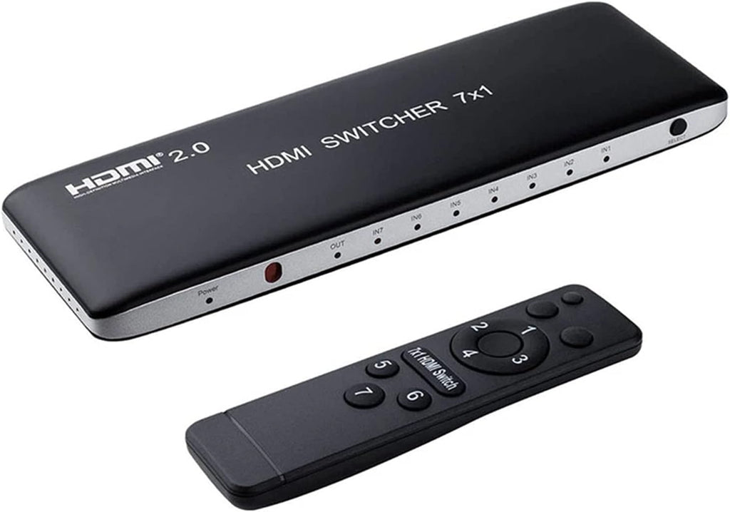 HDMI Switch 7 Port Box with IR Remote Control HDMI 2.0 HDCP 2.2 Support 4K@60Hz 3D Power Adapter Pack of 2 Y358392