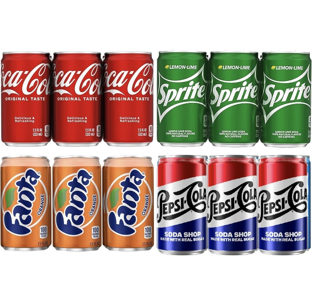 24 Mini Cans Variety Soda, 4 flavors, 7.5 Fl Oz L704612