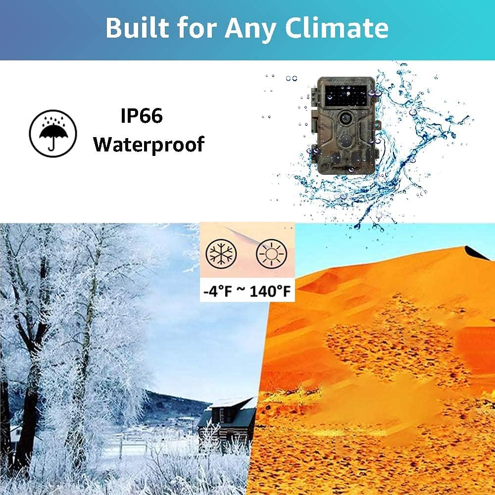 32mp 1296p Trail Camera with Night Vision Motion Activated IP66 Waterproof F678224