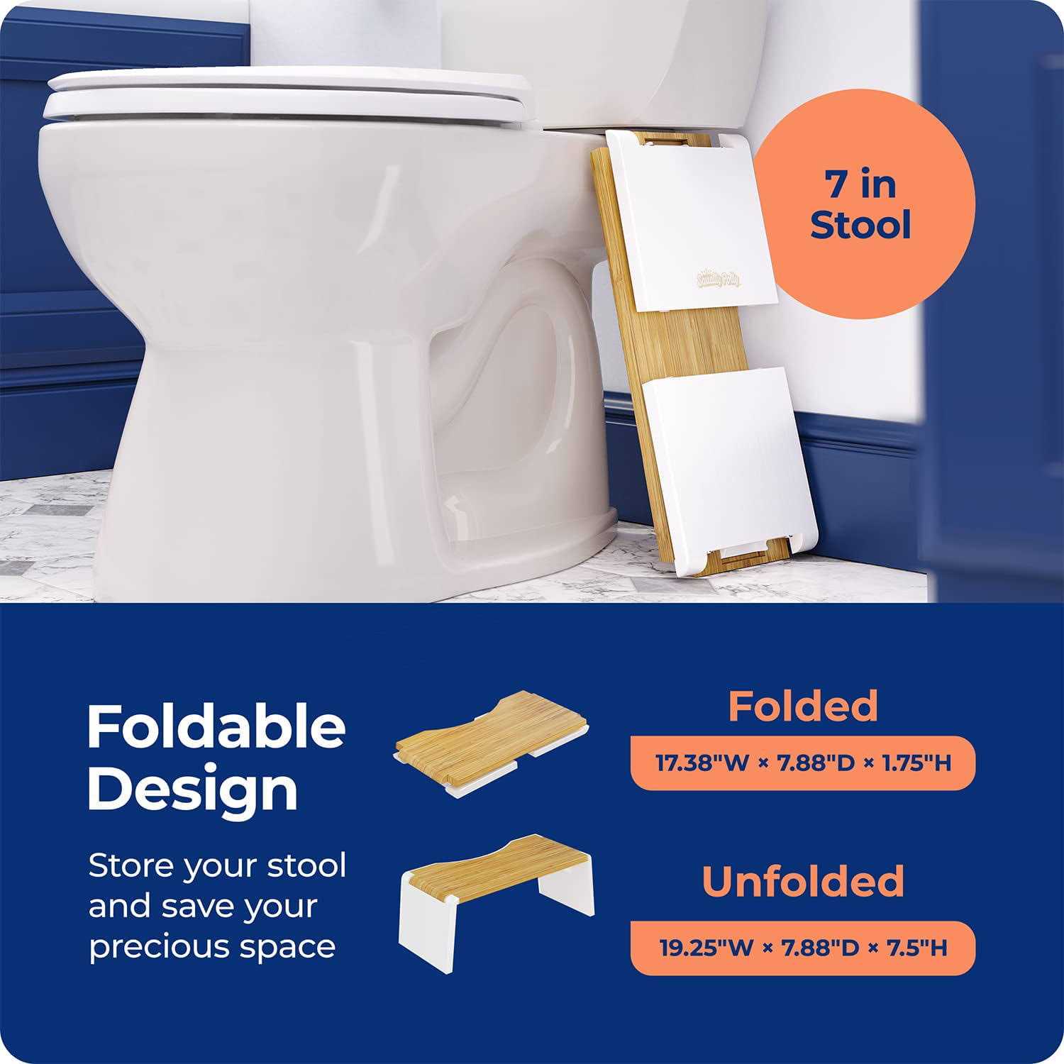 Brown Bamboo Folding Toilet Stool Z534730