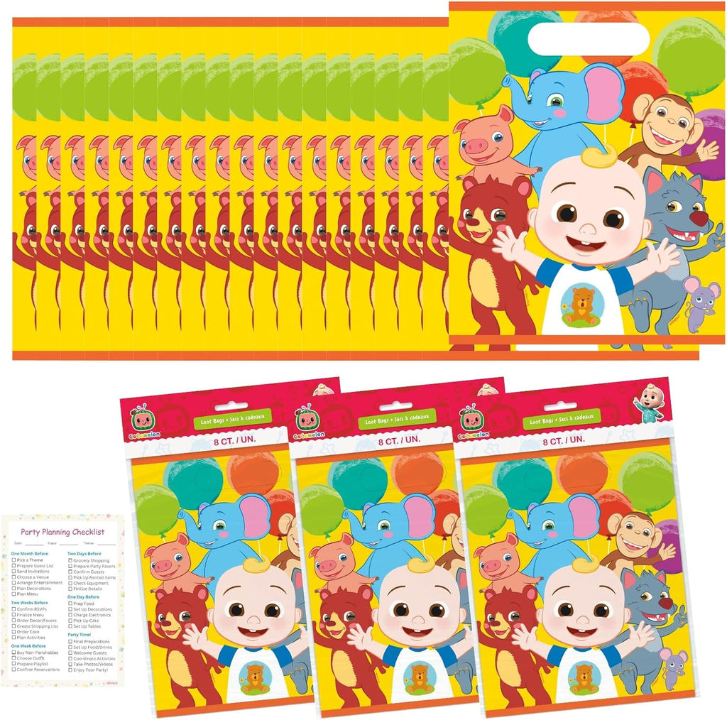 24 Cocomelon Plastic Party Favor Bags P57809
