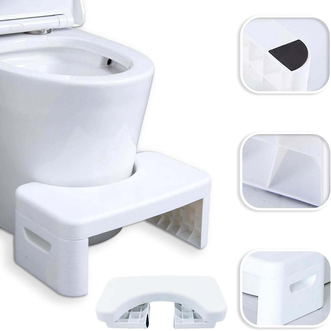 White Removable Multifunctional Squat Toilet Stool M91024