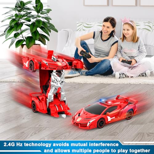 2.4Ghz 1:18 Scale Transforming Police Car Toy with Flashing Light I935