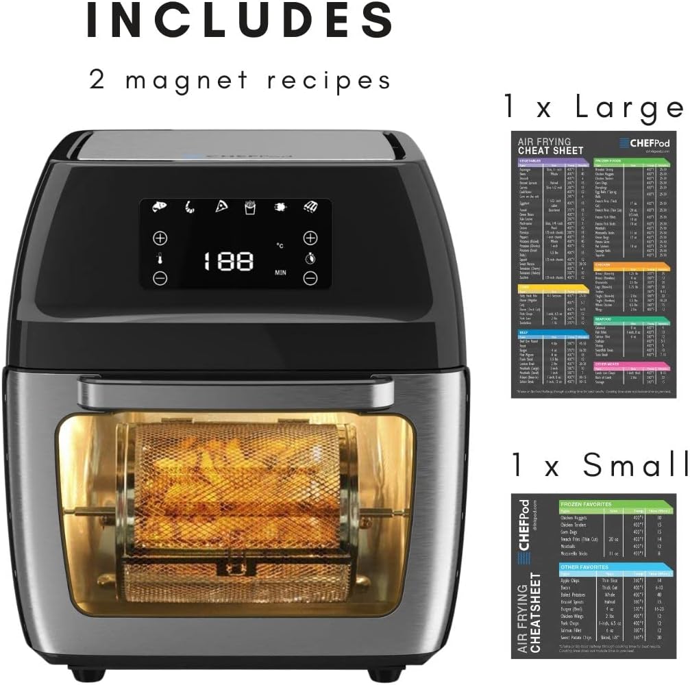 Black 12.7 Quart Air Fryer Oven with 18 Accessories T882