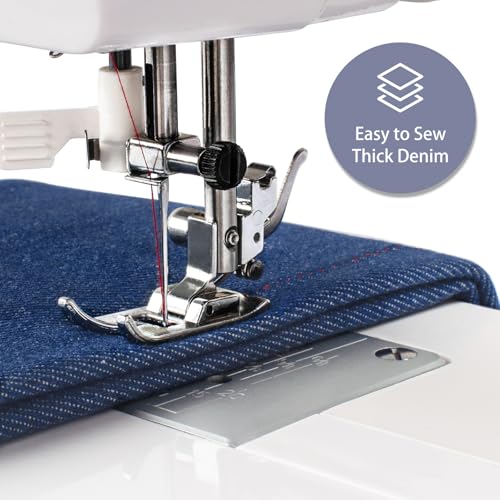 Full Size Sewing Machine with Foot Pedal, Heavy Duty, Portable, Servo Motor, 25 Built-in Stitches, 6 Bobbins, 5 Sewing Feet L59301