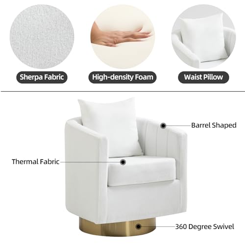 White Set of 2 Swivel Teddy Fabric Accent Chairs G357067
