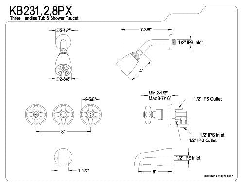 Oil Rubbed Bronze Tub and Shower Faucet with 3-Porcelain Cross Handle H172730