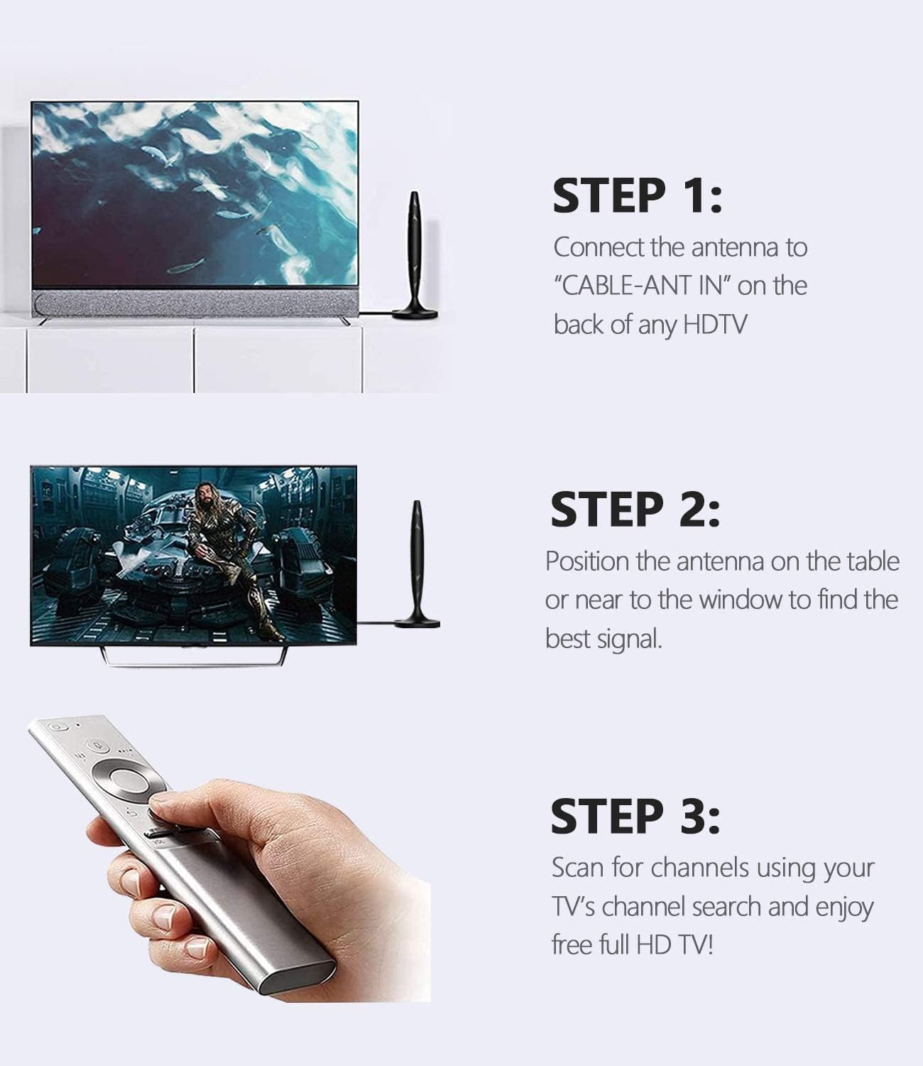 Amplified TV Antenna with 20 ft Coaxial Cable C7914