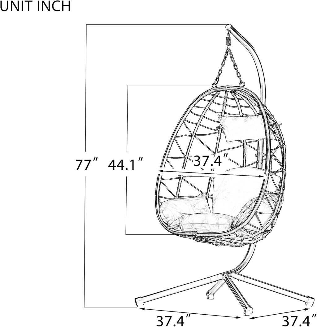 Egg Chair with Stand, Rattan Hanging Chair with Cushion S4962