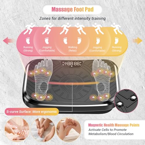 Vibration Plate Exercise Machine with Training Poster, 3 Resistance Bands, Adjustable Speeds M6799