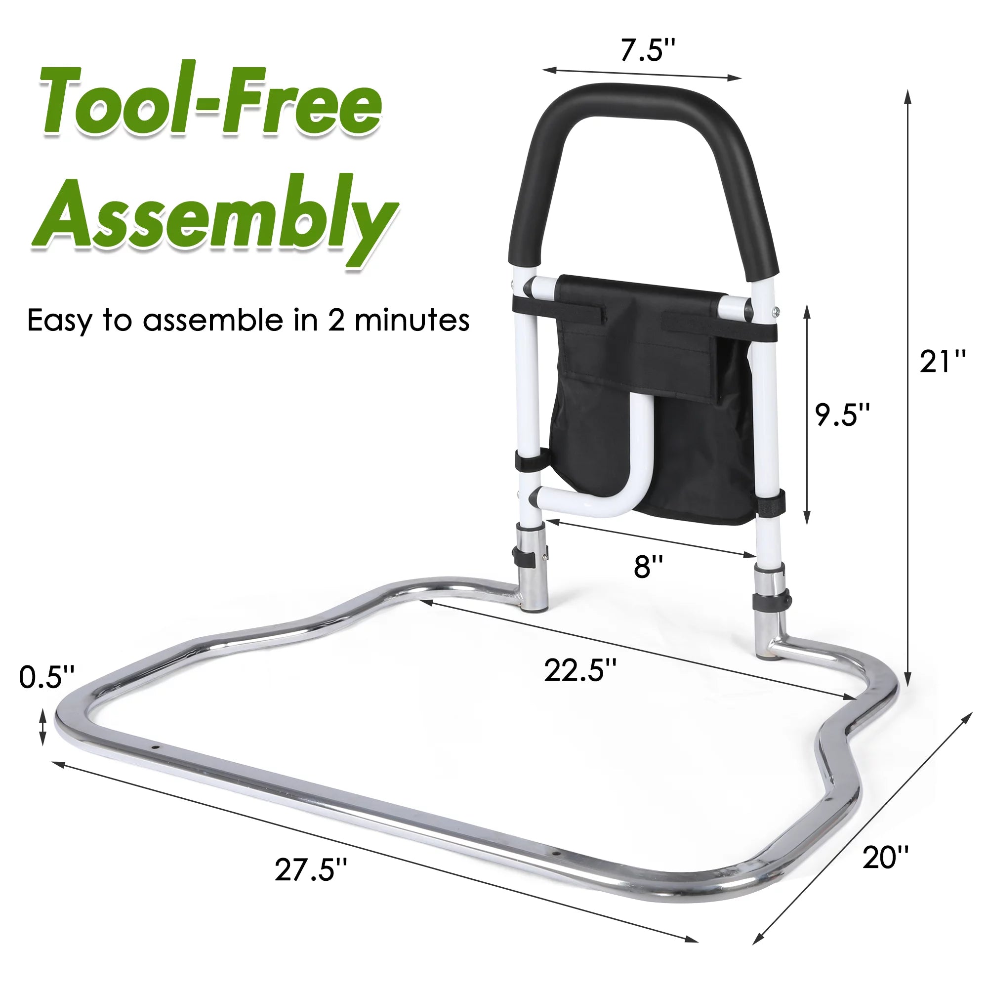 Bed Assist Rail with Anchor Strap and Storage Pocket V3444