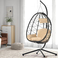 Egg Chair with Stand, Rattan Hanging Chair with Cushion S4962