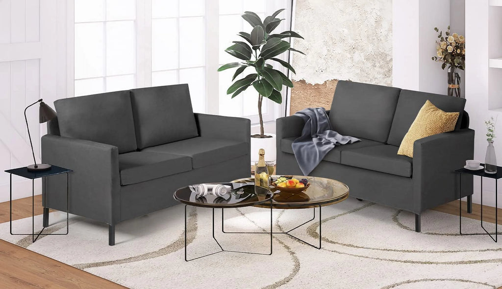 Fabric Modern Loveseat Sofa 51" W Upholstered 2-Seater with Iron Legs S9446