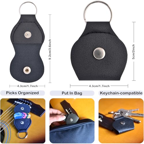 Guitar Accessories Kit with Clip On Tuner, 3 in 1 Capo, 30 Picks, Pick Holder, Leather Plectrum Pouch Keyring & Storage Case C974