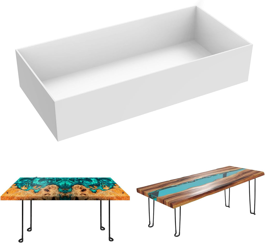 Large Rectangle Resin Table Molds 23.7X11.81 inch Epoxy Resin Table Mold Silicone Molds with 4 Table Support Legs J840