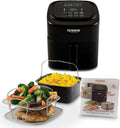 6-Quart Digital Air Fryer with Non-Stick Baking Pan and Stainless-Steel Cooking Rack, Black Z843451