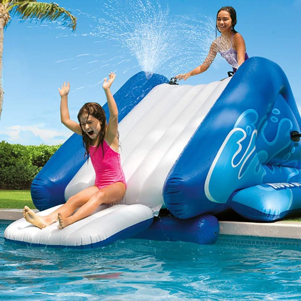 Blue Inflatable Play Center Swimming Pool Water Slide with Built in Sprayers W497018