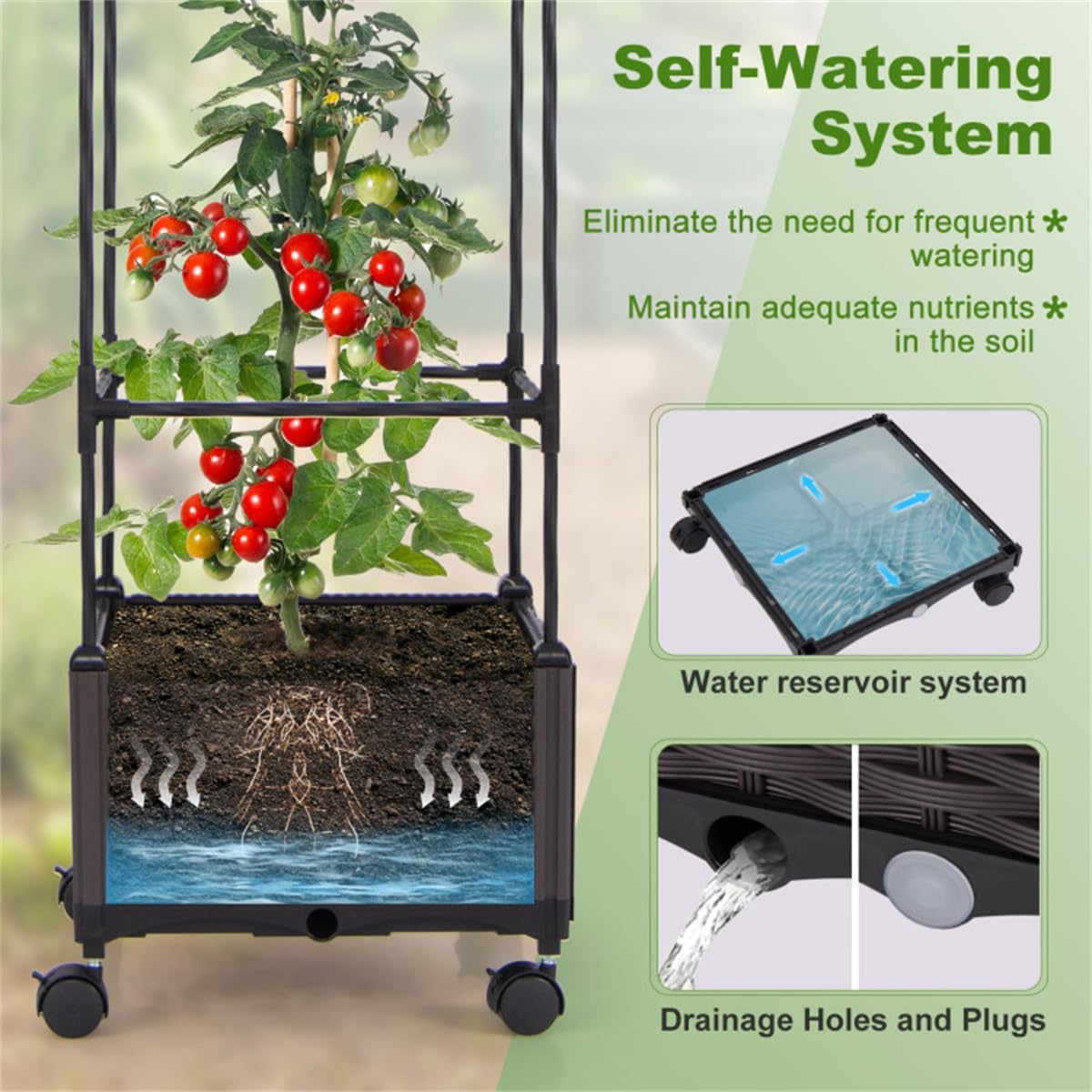 67" Raised Garden Bed Planter Box with Trellis M829837