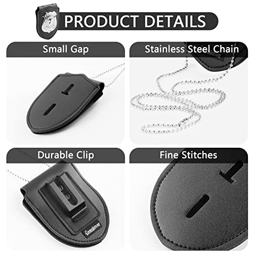 Black Faux Leather Steel Belt Clip Badge Holder B811
