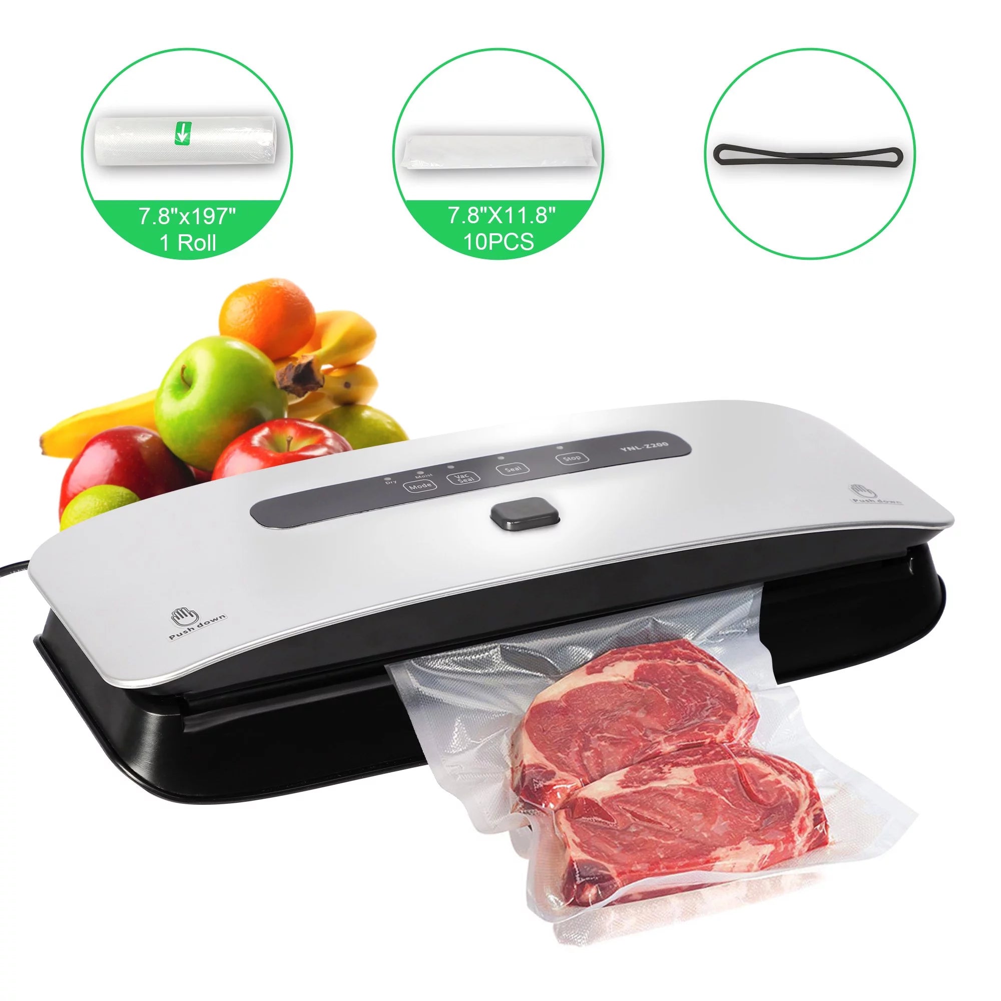 Compact Vacuum Sealer Machine Starter Kit with 10 Bags 1 Roll 1 Sealing Ring B49454