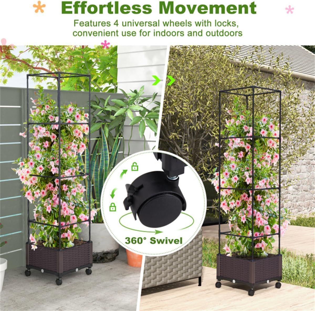 67" Raised Garden Bed Planter Box with Trellis M829837